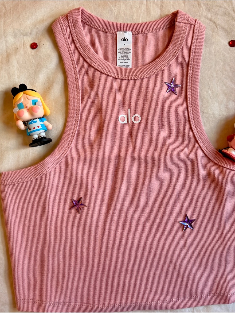ALO Yoga Wome Pink Ribbed Tank Top